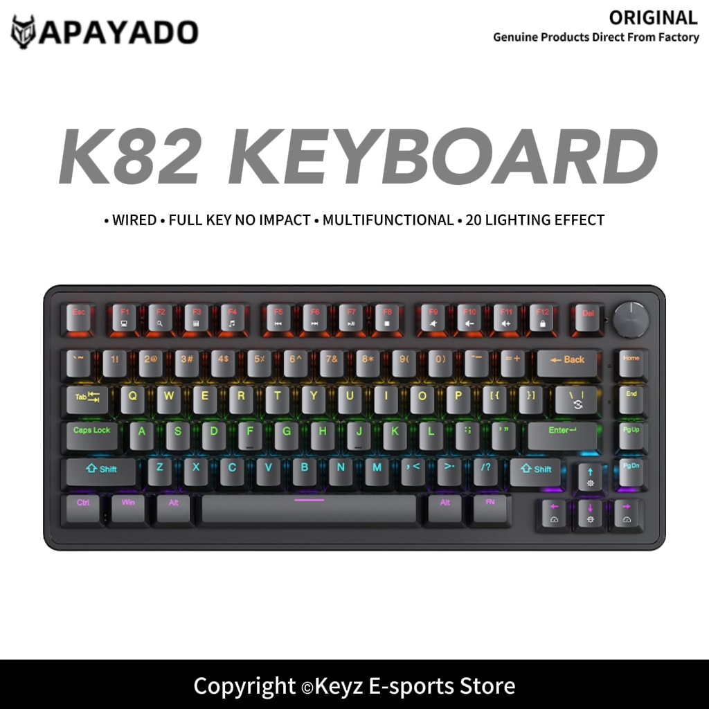 Gaming Keyboard Blue Switches - Clavier mécanique portable filaire K82 75%