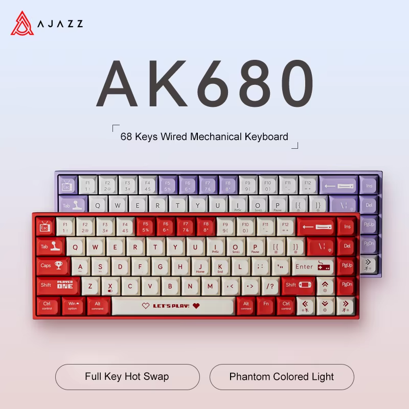 Gaming Keyboard Hot Swappable - Clavier mécanique filaire AJAZZ AK680 65%