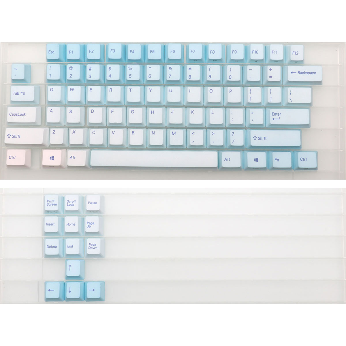 Gaming Keyboard Blue Switches - Capuchons de touches bleu givré, 87