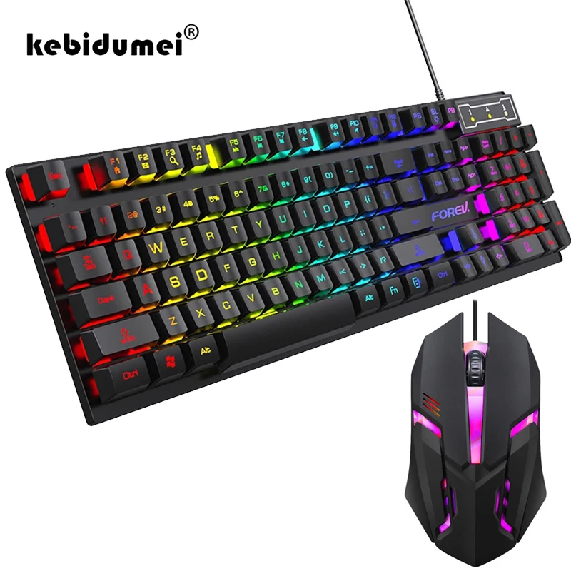 Keyboard Mouse Bundle Gaming - Clavier mécanique rétroéclairé à 104 touches,
