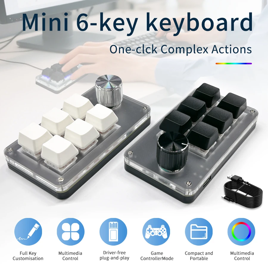 Gaming Keyboard Hot Swappable - Clavier mini filaire personnalisable avec 6
