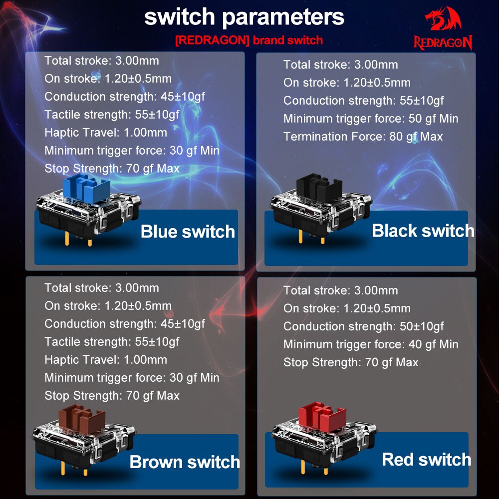 REDRAGON SMD RGB MX Profil Bas - Gaming Keyboard Blue Switches avis et prix