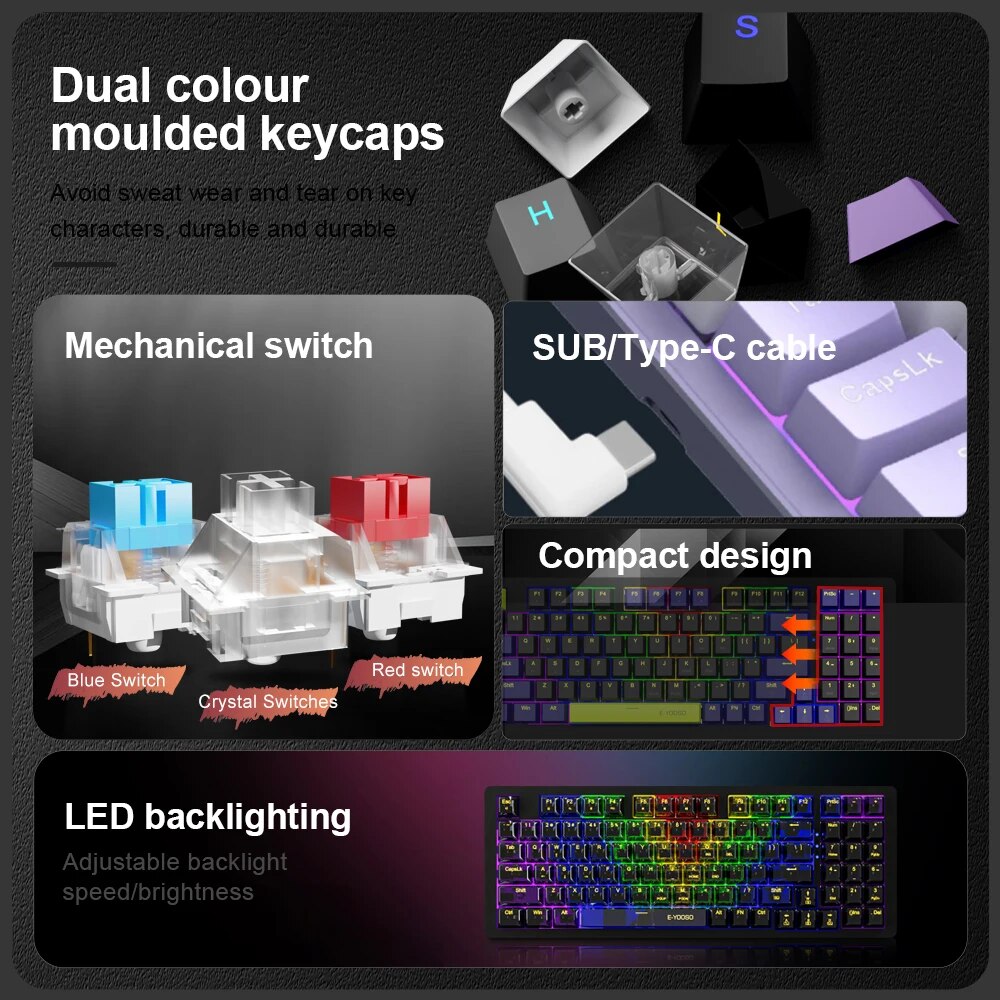 E-YOOSO Z94 USB mécanique clav - Gaming Keyboard Budget avis et prix